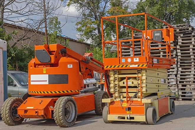 forklift transporting goods in a large warehouse in Beverly Hills